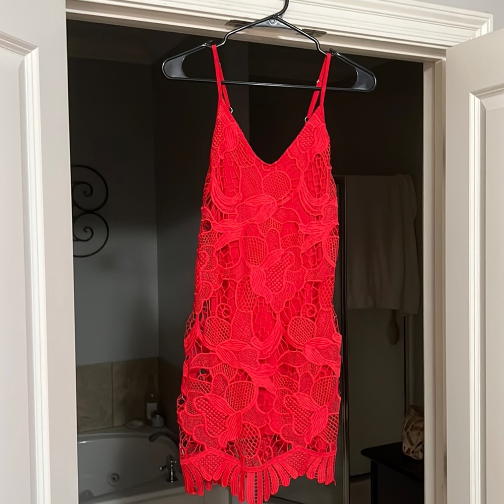 Red lace dress